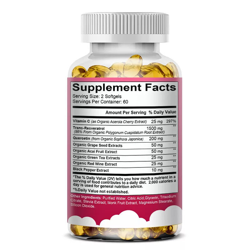 ✨ Cápsulas de Resveratrol + Vitamina C 🍇💊 – Antioxidante, Energía y Bienestar 🌱
