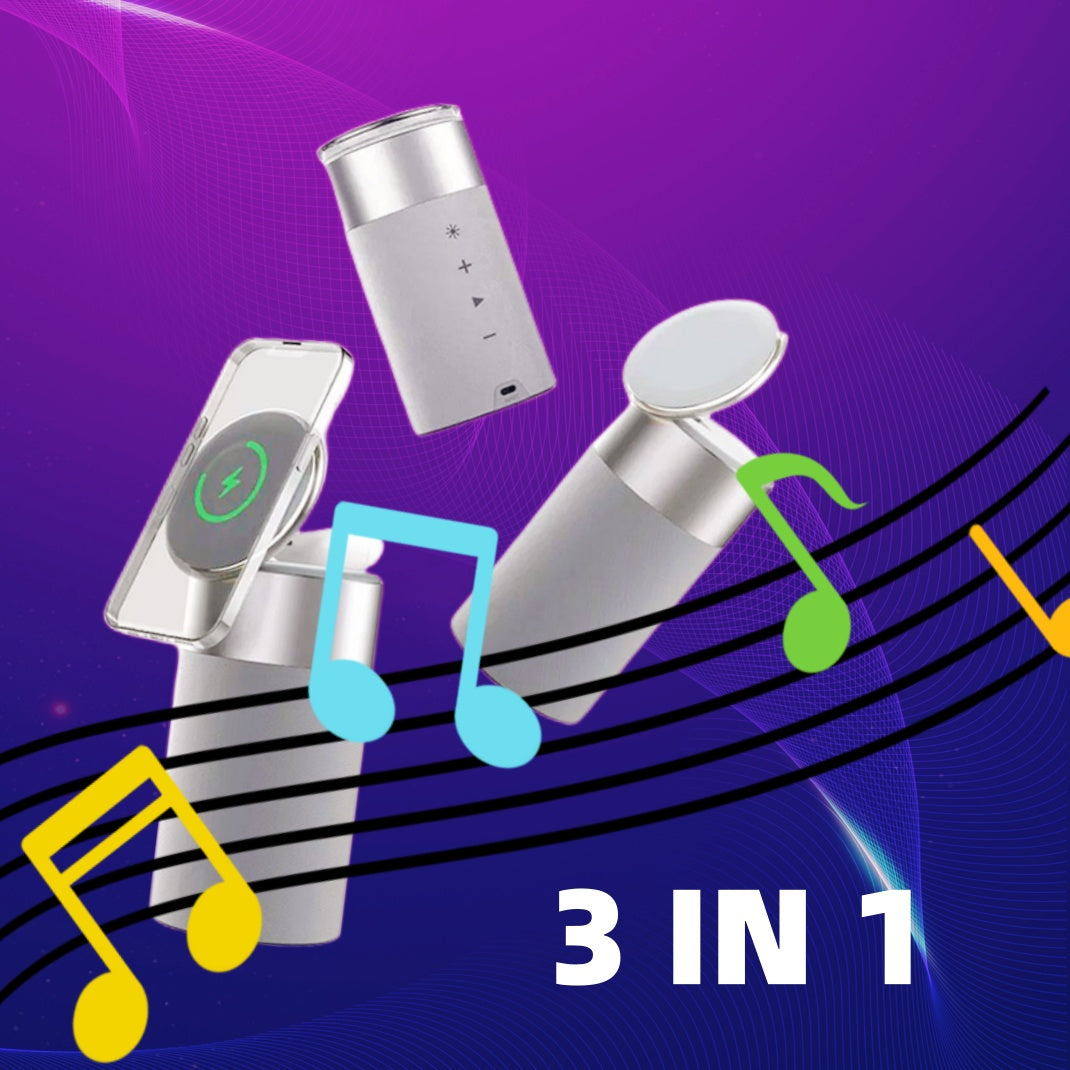 3 en 1: Cargador Inalámbrico + Altavoz Bluetooth + Lámpara Táctil 🎶🔋💡