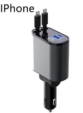 🚗⚡ Cargador de Coche Metálico 100W – Súper Carga Rápida USB & Type-C 🔋✨