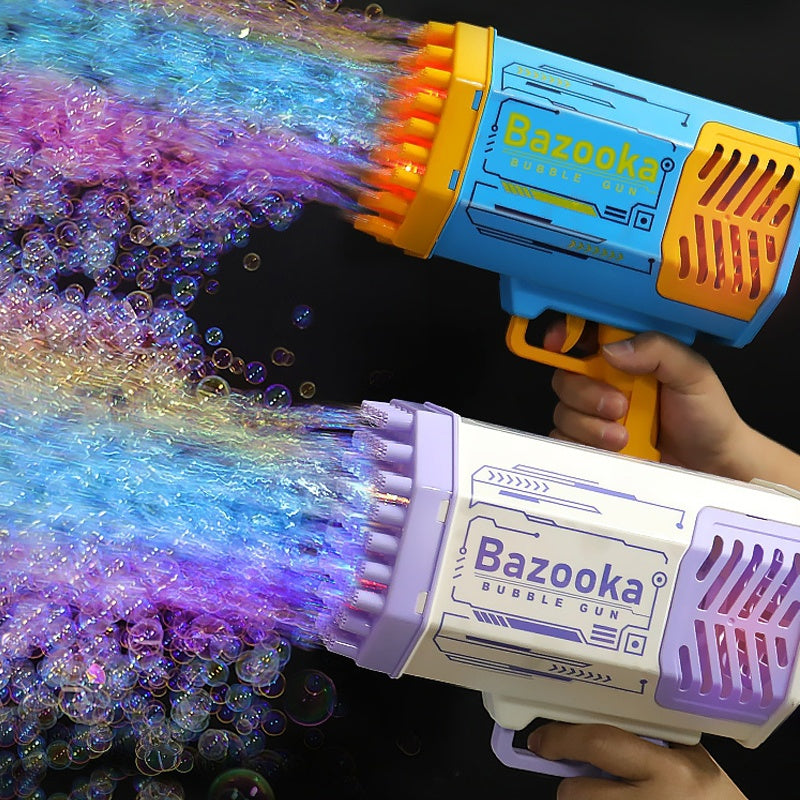 Bazooka de Burbujas 69 Agujeros 🎉🫧 – Juguete Automático con Luces LED 🌈 para Niños y Fiestas 🎊