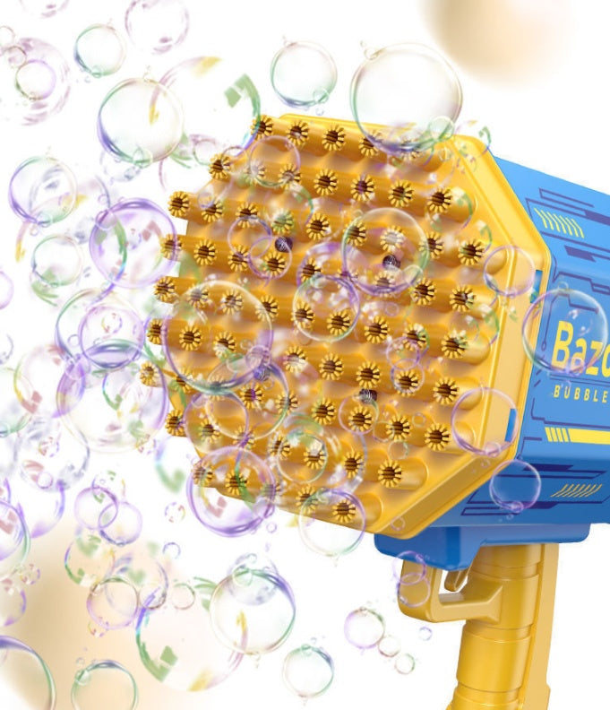 Bazooka de Burbujas 69 Agujeros 🎉🫧 – Juguete Automático con Luces LED 🌈 para Niños y Fiestas 🎊