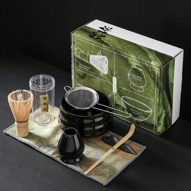 Set Japonés de Té Matcha 🍵 | Cuenco Cerámico + Batidor de Bambú + Cuchara + Base Zen